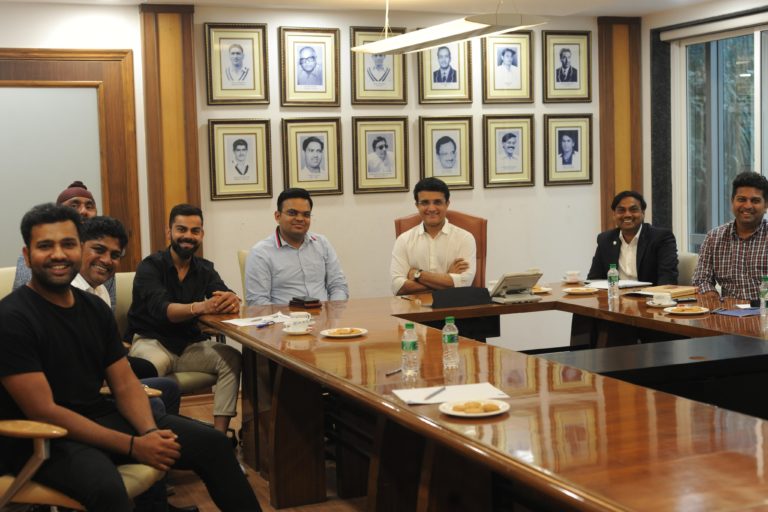 saurav ganguli in meeting with virat kohli and rohit sharma