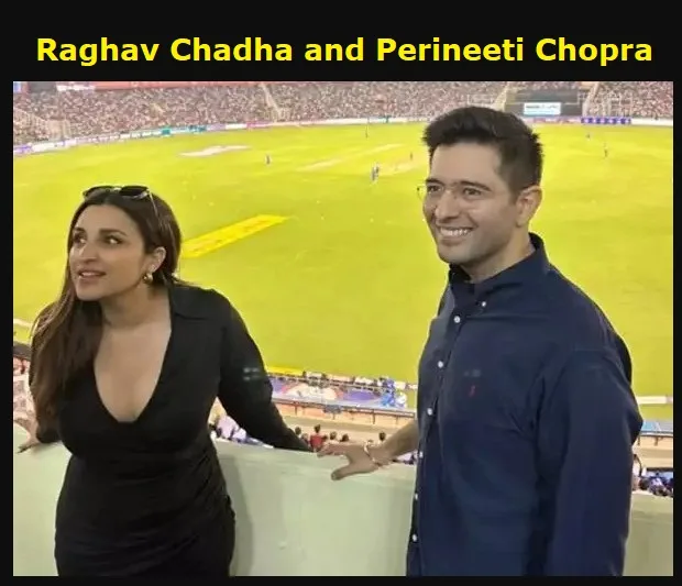 Raghav chadha and parineeti chopra at mohali stadium